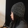 Cool Black Sequins Party Hat Breathable Skull Hat Party Bonnet Knit Hat