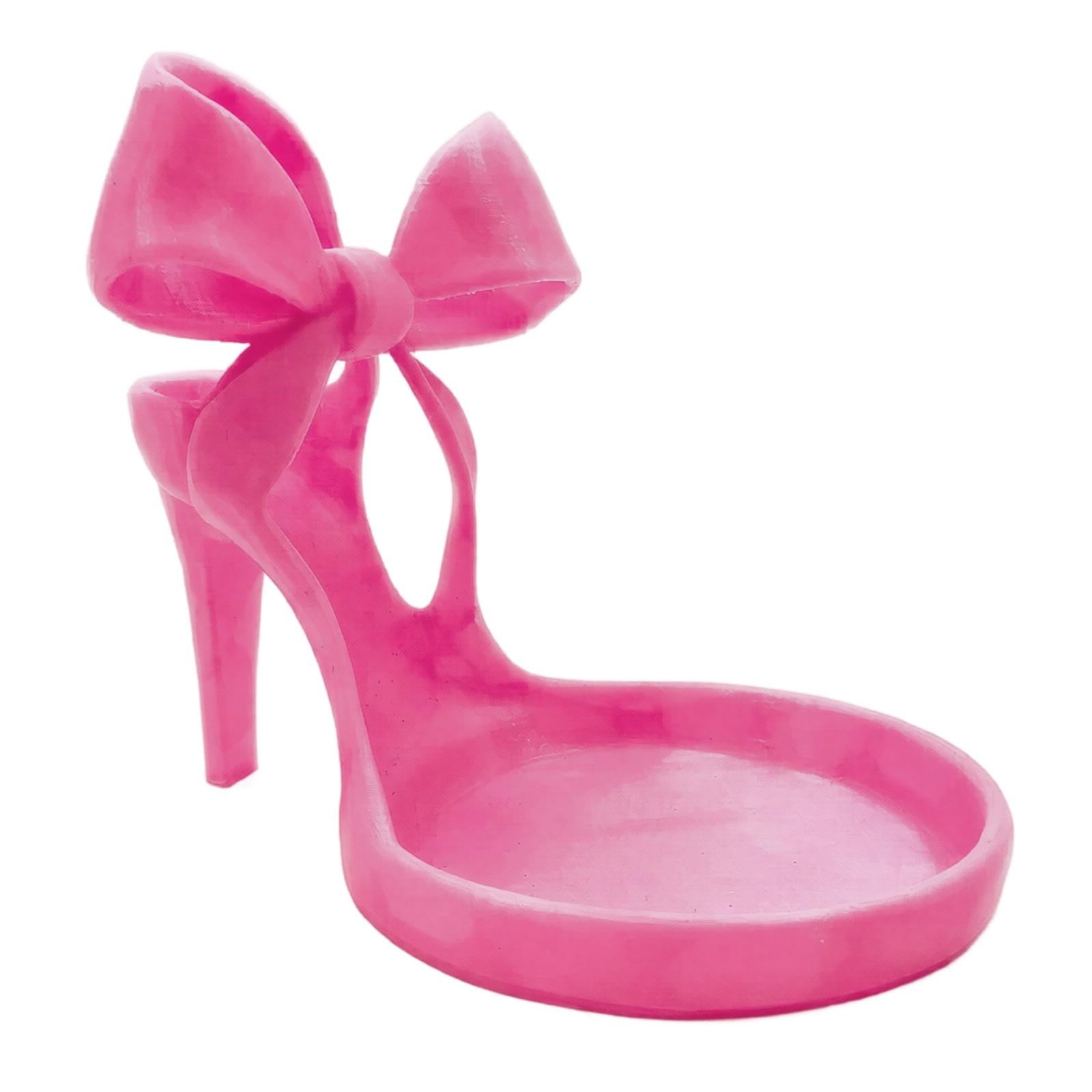 

High Heel Jewelry Tray with Bow Accent Desktop Organizer for Cosmetics Keys and Small Accessories Storage One Size розовый