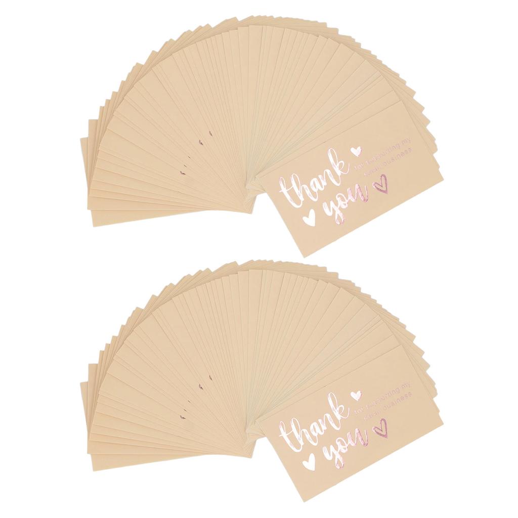 200Pcs Thank You Cards Gold 3.5x1.9inch Business Thank You Paper Card for Online Retail Store