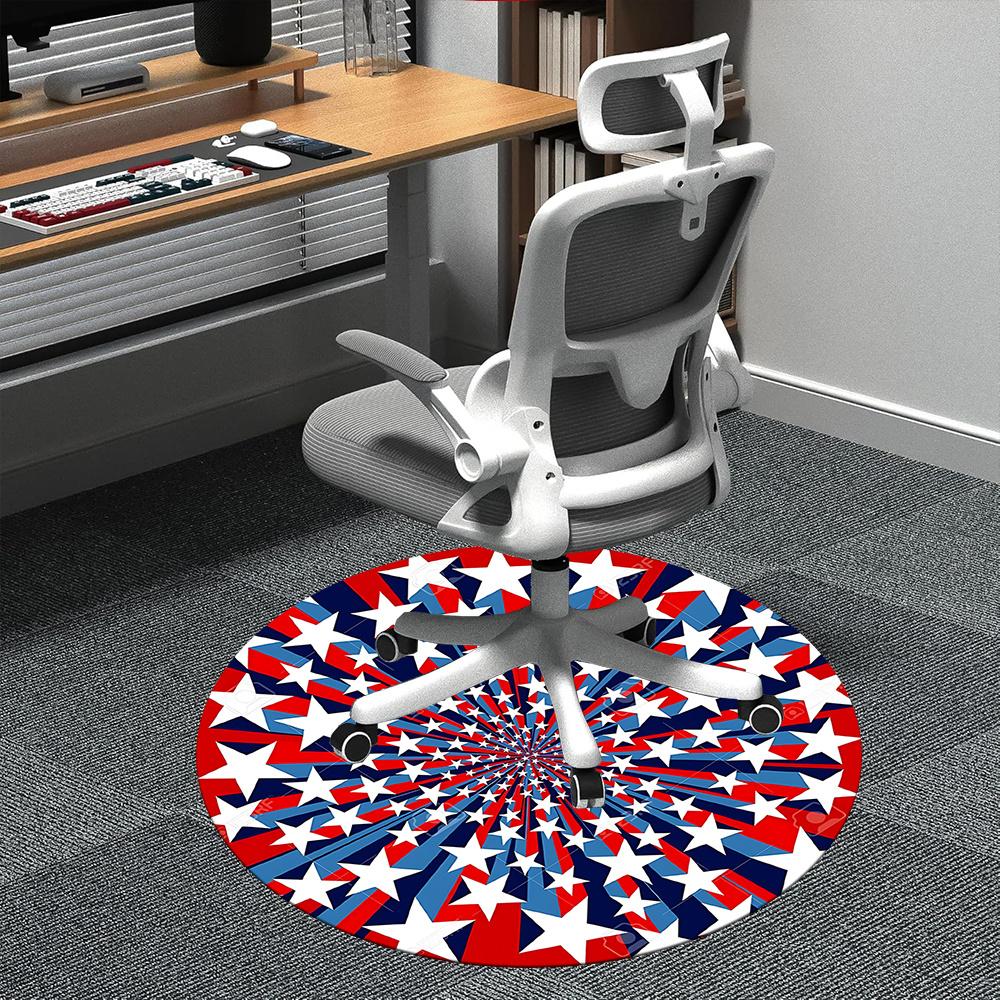 

1pc Stars Stripes Office Round Area Rug, Indoor Mat Suitable ForOffice, Under Office Chairs Bedroom Living Room Home Decor, Room Deco q063 80cm by 80cm