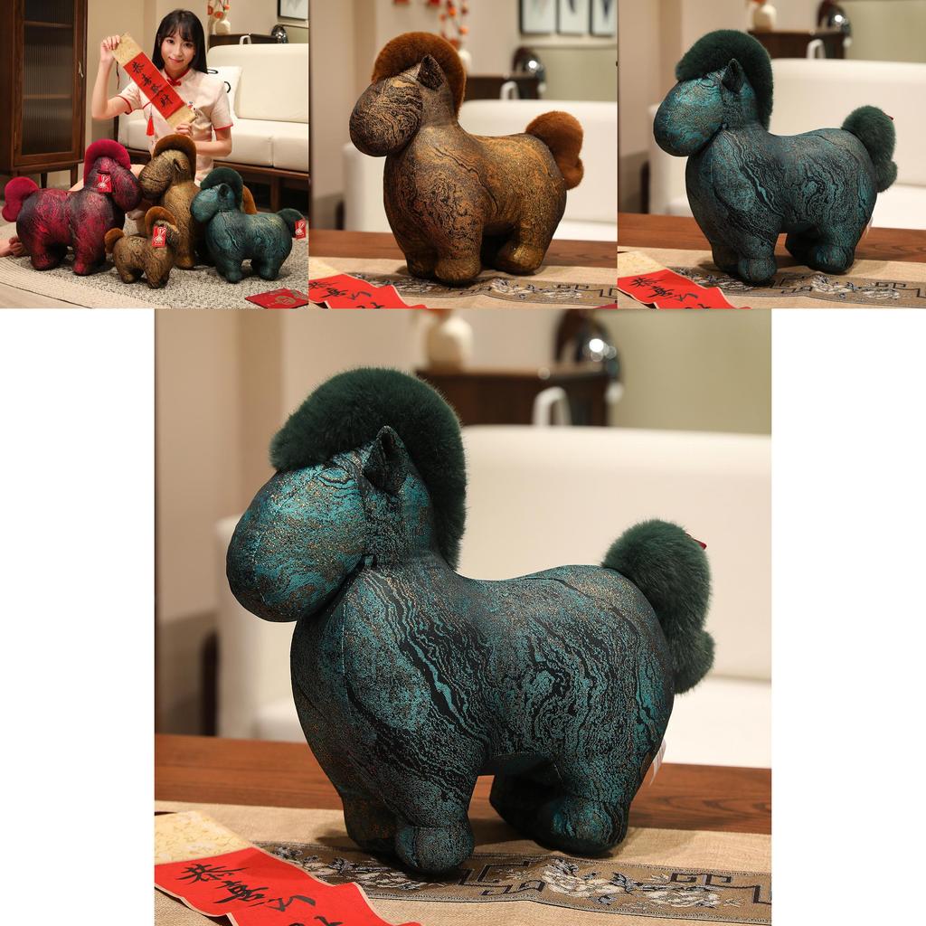 Year Of The Horse Plush Toy With Short Pile Velvet For Gift And Home Decor