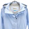 Columbia Striped Pattern Raincoat M Light Blue With Storage Bag Women Used
