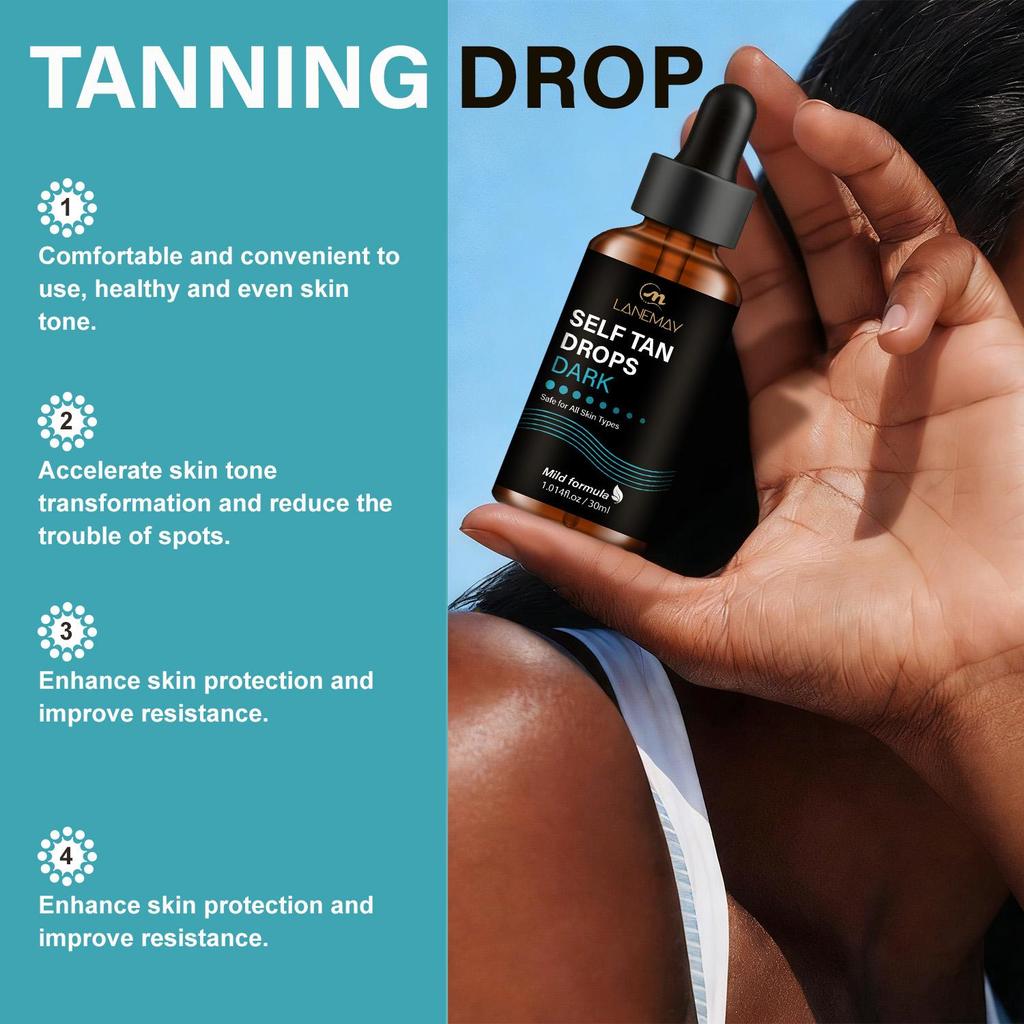 Self Tan Drops Dark-Easy For Daily Care, Gradually Healthy Skin Tone-No Need For Sunlight-Suitable For All Skin Types, 30ml