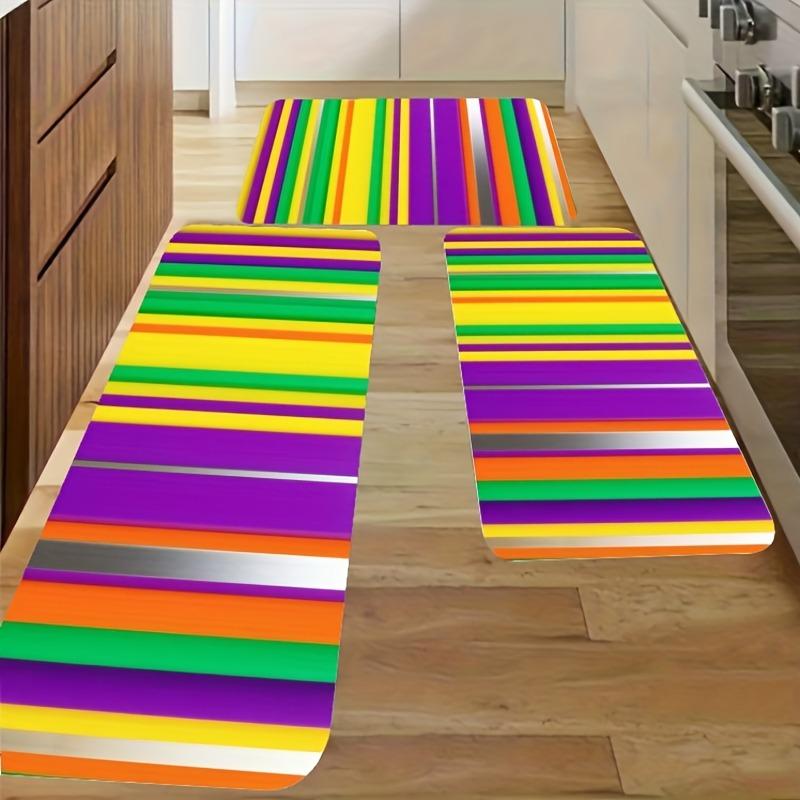 1PC Multidolor stropes Kitchen Rug Non-Slip Door Mat Pop design Bathroom Rug Bath Mat Carpet for Home Sink Laundry Decoreeree
