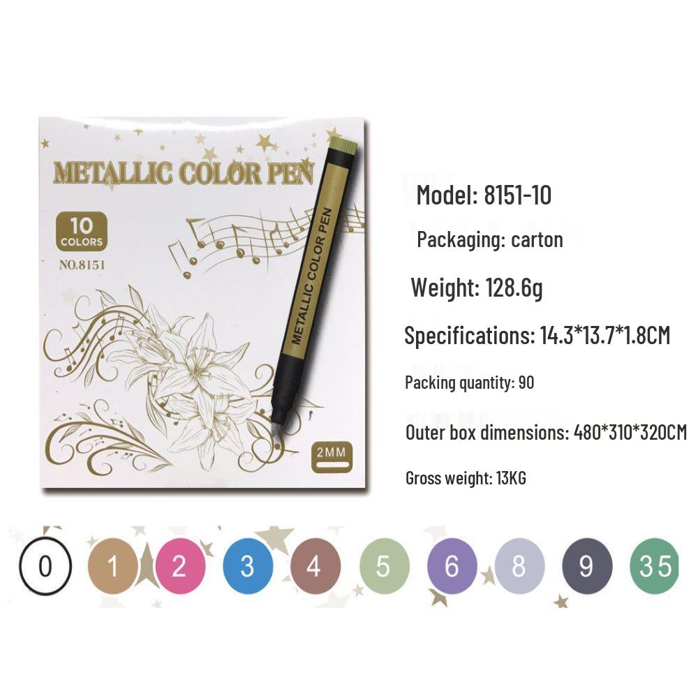 STA 8151 Colored Metal Paint Marker for DIY and Black Cardstock Art.