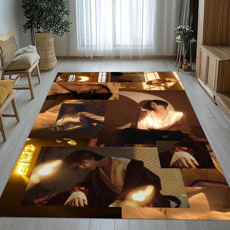 Jimin Kpop B-BTS Star Wohnzimmer Rutschfester Teppich Weicher Teppich für Schlafzimmer Kinderzimmer Spielzimmer Sofa, Heimdekoration Fußmatte Geschenk