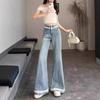 Shallow Lace Floral Lace Jeans Women Spring Large Size Apparently Skinny High Waisted Loose Micro Flared Trousers Jeans for Women Long Denim Pants