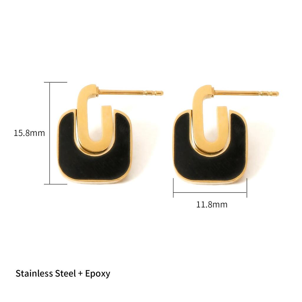 Retro Geometric Drip Oil Earrings: Women's Niche High-End European & American Luxury Studs