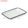 1PCS Handcrafted Vintage Tray White Enamel Home Cake Oven Baking Tray Square Retro Plates