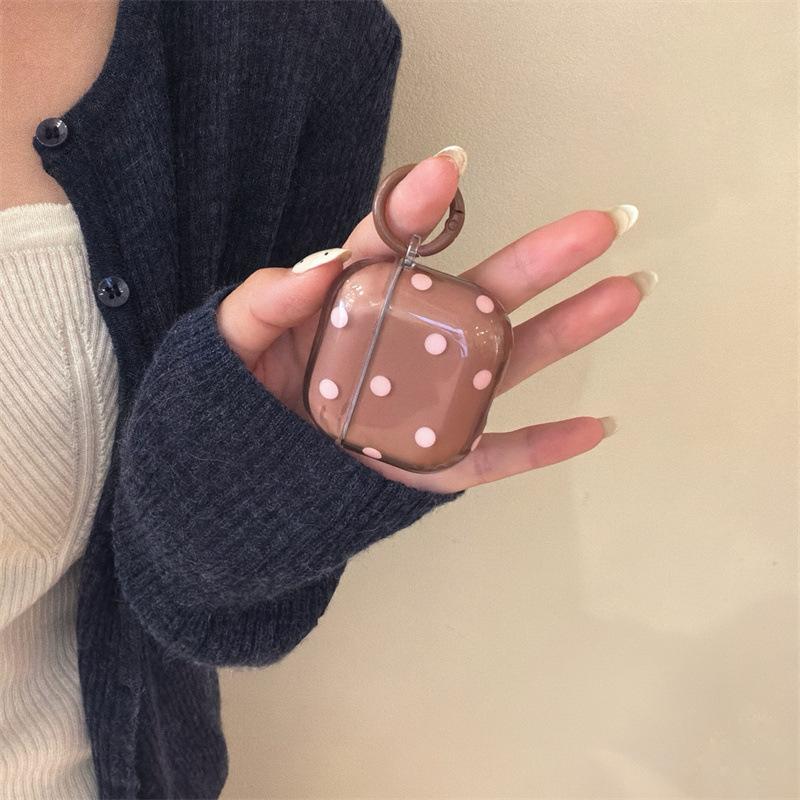 Transparent brown pink polka dot AirPods 1 generation earphone case for Apple earphones AirPods 1 generation Pro1 generation