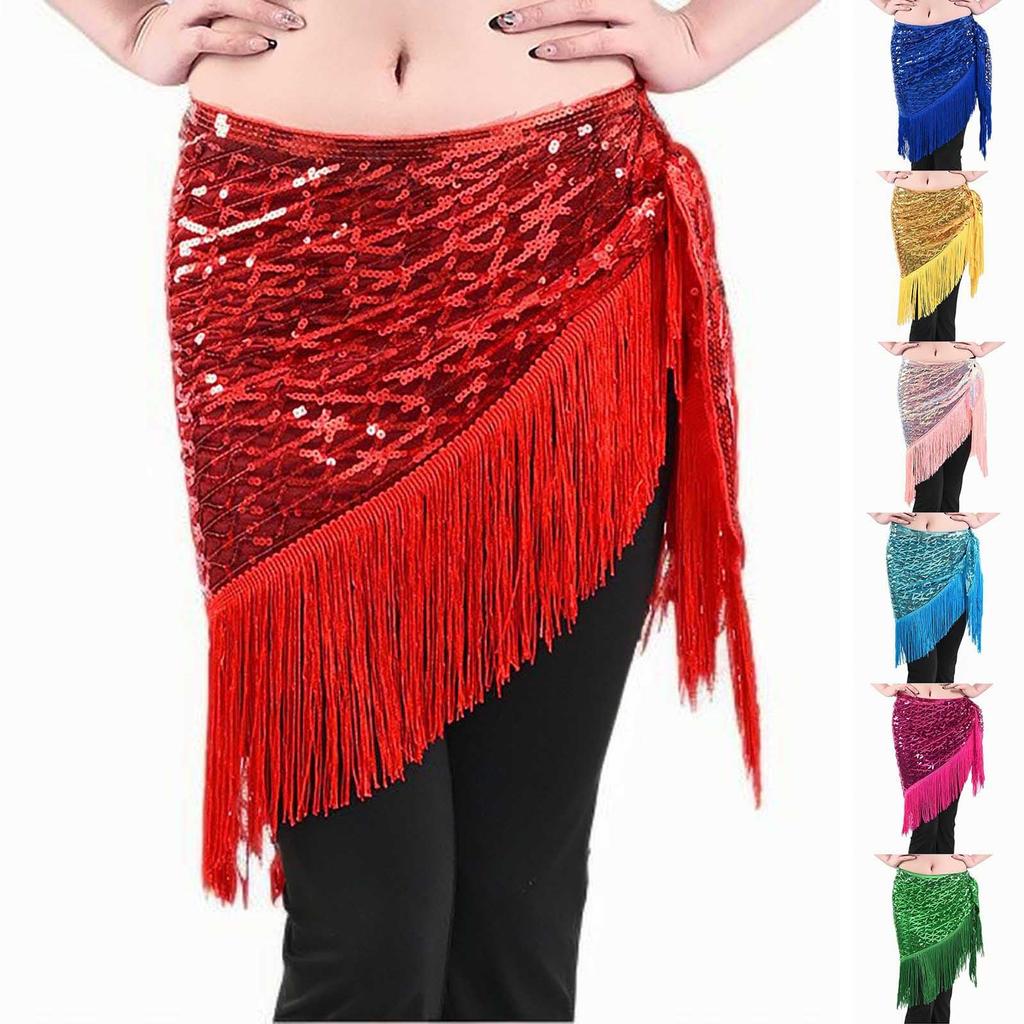 Women's High Waisted Sexy Sequined Half Skirt Waist Accessories Sequined Belly Dance Waist Scarf
