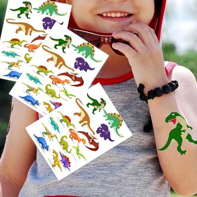 1ks/3ks Dočasná tetování na večírku s velkým dinosaurem, Tyrannosaurus T-Rex a další nálepky na slavnostní tělo, falešná kreslená tetování pro chlapce a dívky