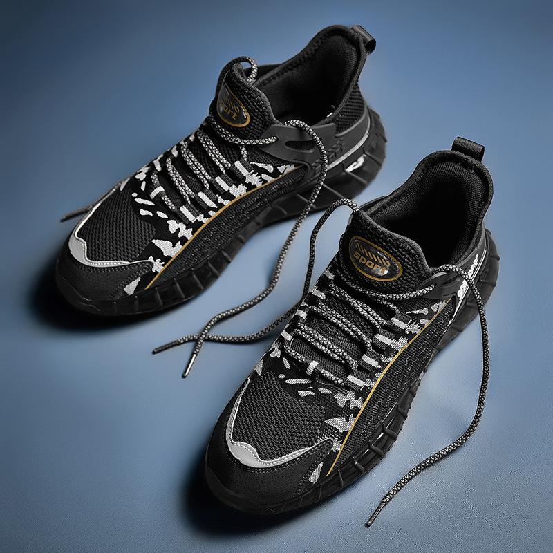 Guochao summer outdoor casual men's and women's shoes fly-woven breathable mesh shoes Vance running sports shoes