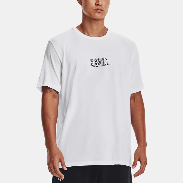 Under Armour Letter Print Crew Neck Short Sleeve T-Shirt Men Tops White 1376856-100