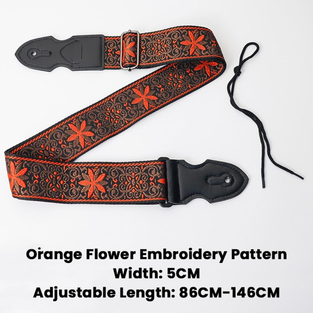 Ethnic Style Guitar Crossbody Strap Embroidery Ukulele Straps Belt Durable Guitar Strap Bass