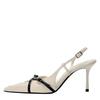 Fashion Original Designer High Heels Women Sexy Pointy Toe Cross Buckle Strap Decoration Heeled Sandals Summer Slingbacks White Pumps
