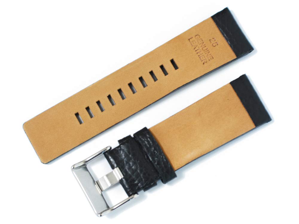 [Import King Original] Watch Parts Compatible with Diesel, Aftermarket Leather Strap for Men's Watches, Black Stainless Steel, 26mm