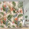 Tropischer bedruckter Duschvorhang Bunt Floral Palmenblatt Hawaiianisch Botanisch für Badezimmerdekoration