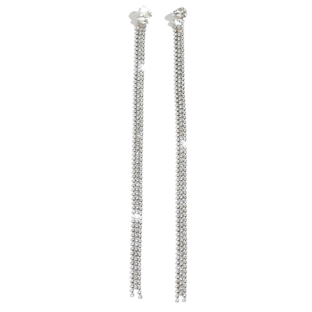 European and American cross-border design, personalized long chain silver earrings, earrings