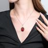 925 Sterling Silver Retro Light Luxury Round Red Zircon Necklace Birthday Party Anniversary Wedding Gift