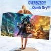 Ffvii Game Print Beach Towel, Large Soft Quick Dry Towel for Beach Camping Swimming