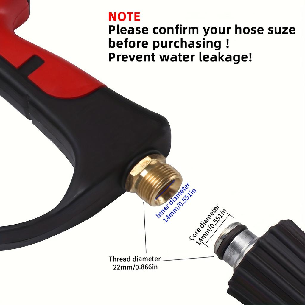 4000PSI High Pressure Car Wash Gun 40-inch with M22-14 Brass Valve & 1/4" Quick Connect 5 Nozzles for Trucks/Pickup Cleaning
