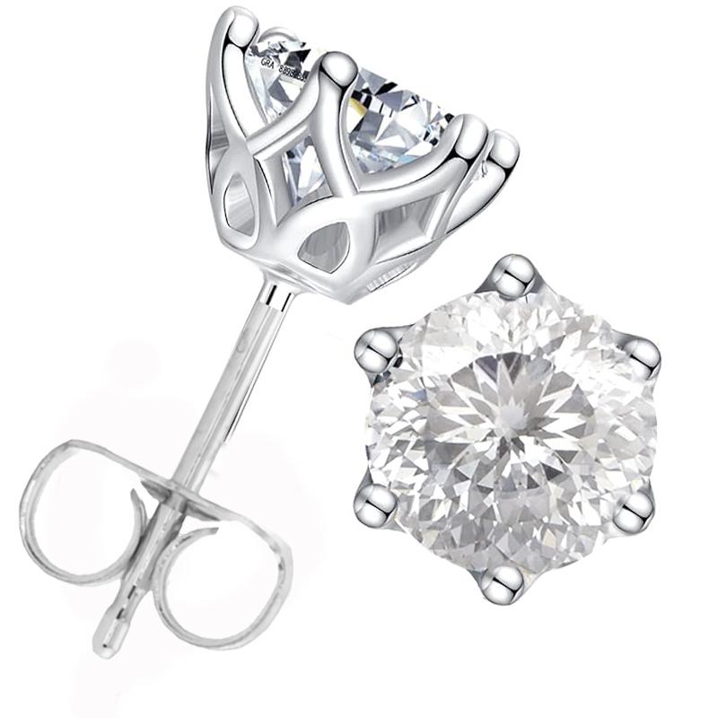 100% S925 silvery Portuguese cut D moissanite screw back 6 prong stud earring for women golden plated yellow golden plated GRA