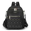 Schoolbag Solid Color Rivet Sewing Line Fashion Travel Backpack Casual Large Capacity Rhombus Korean Version Simple Women's Backpack