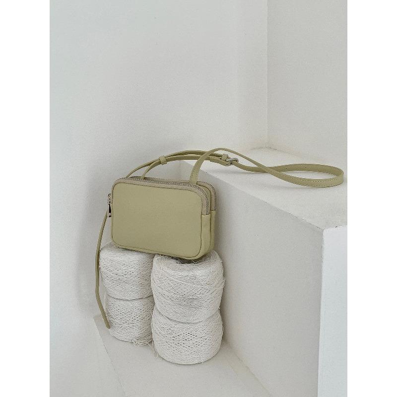 

Mobile phone bag crossbody woman solid color double-layer zipper summer new shoulder bag casual versatile small square bag woman