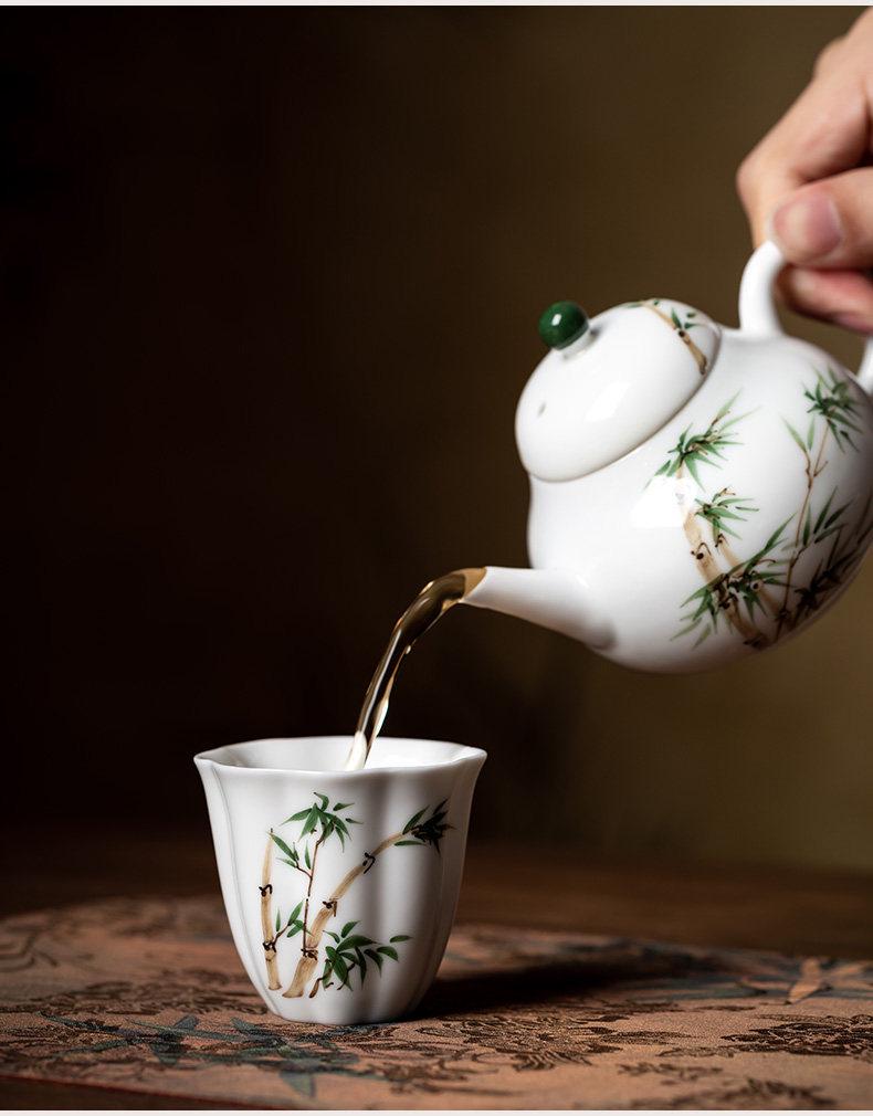 Hand-Painted Gongfu Master Tea Cup - Large Capacity White Porcelain 