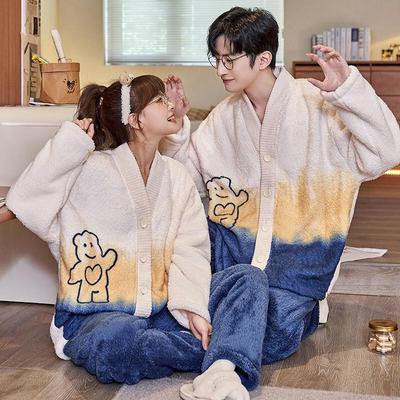 Shenbaolai Warm Fleece Couple's Pajama Set