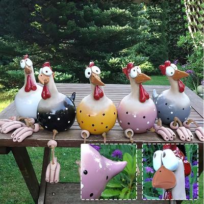 5 Pezzi Statuette da Esterno di Gallo in Resina Divertenti, Impermeabili e Resistenti allo Sbiadimento Adatti per Decorazione di Patio, Giardino, Balcone