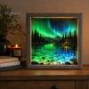 Night Light for Bedroom LED Photo Frame, Up Picture Wooden with Soft Non-dazzling Scenic Art Print, Ambient Lighting Living Room Coastal Home Decor