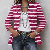 Women's Striped Print Long Sleeve Ruffle Button Front Shirt Jacket for Casual Wear