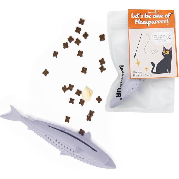 Cat Teething Toys, Fun Cat Fish Toy for Kittens Dental Care, Cat Treating Dispensing Toy No Catnip Included, Durable Cat Chew Toy (1 PCS), Green