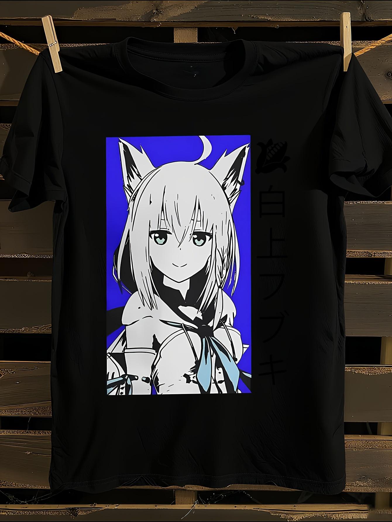 Shirakami Fubuki Anime VTuber Graphic T-Shirt XXL