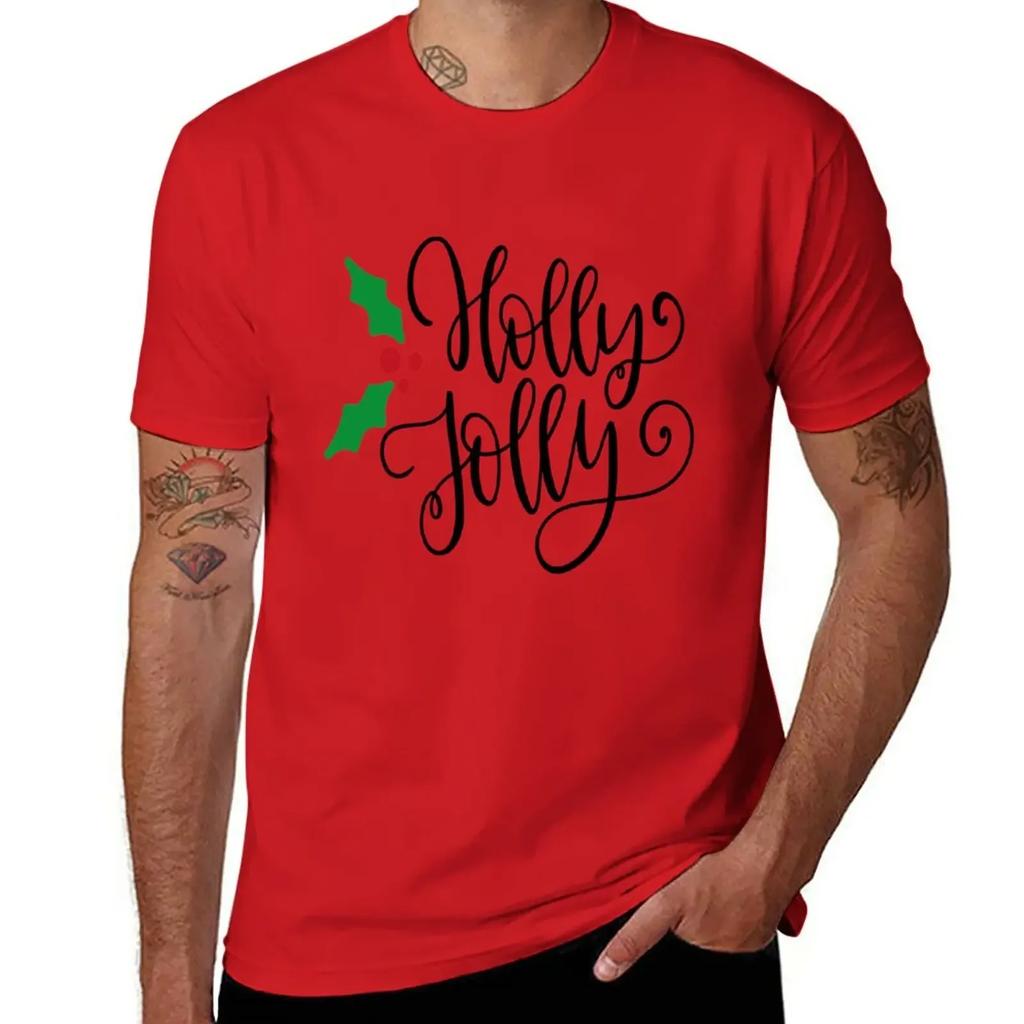 Holly Jolly T-Shirt Cute Clothes Summer Top Blacks Men T Shirt