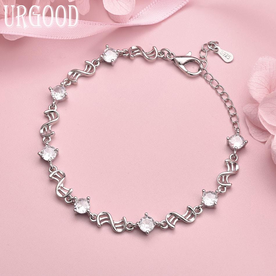 925 Sterling Silver AAA Zircon Bracelet Gift Wedding Jewelry