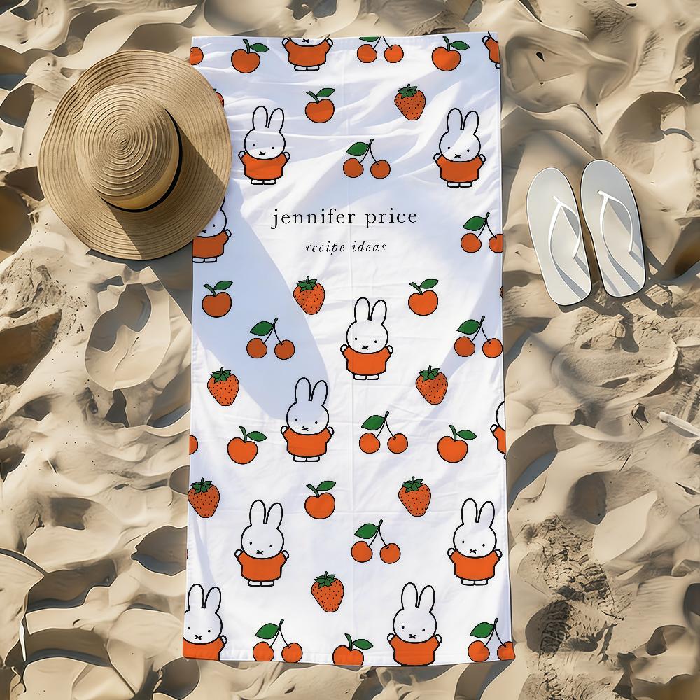 Cartoon M-Miffy Cute Kawaii Bunny Towel Beach Towel Oversized Quick Dry Towel Absorbent Soft Swim Beach Towels for Men Women