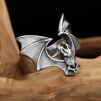 Vintage Punk 316L Edelstahl Süße Fledermaus Ringe für Männer Frauen Biker Tierring Kreatives Party Amulett Schmuck