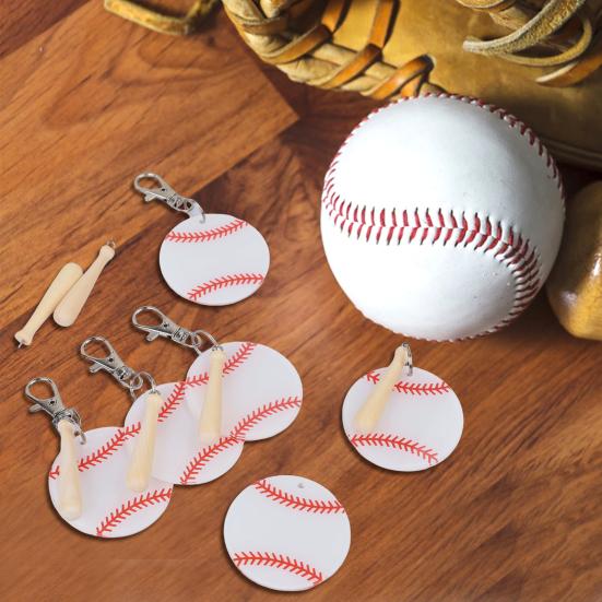 Zestaw 60 sztuk Akrylowych Breloczków do Baseballu i Softballu z Drewnianymi Miniaturowymi Pałkami do Baseballu i Softballu dla