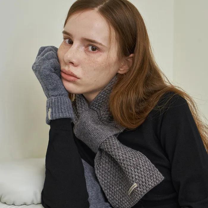 [Gift Wrapping] Knit Waffle Short Muffler, Livia_3 Colors