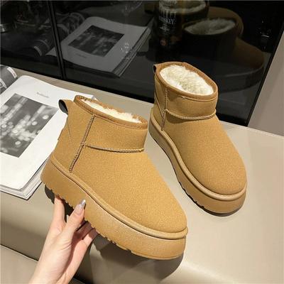 Neue klassische verdickte Flusen Damen-Schneestiefel, bequem, warm, Stiefeletten, Damen, Winter, Damenschuhe, klobige Botas Mujer