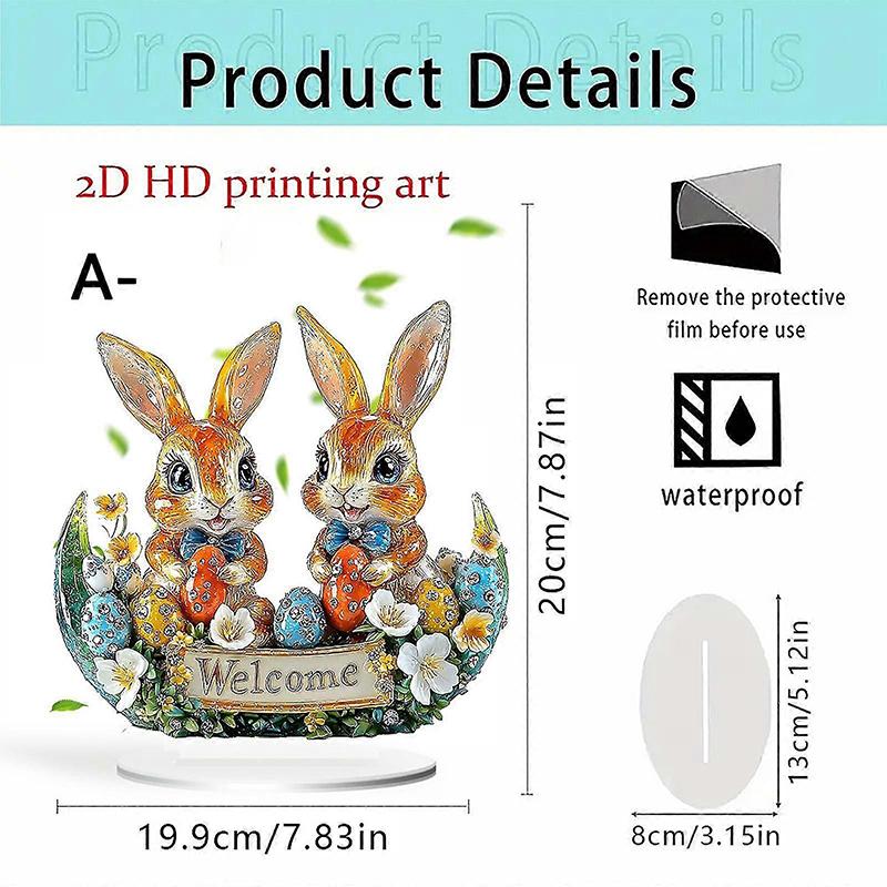 Bohemian Style 2D Acrylic Cute Easter Egg Rabbit Village DIY Decoration Festival Decor Desktop Ornament Easter Gifts For Bedroom