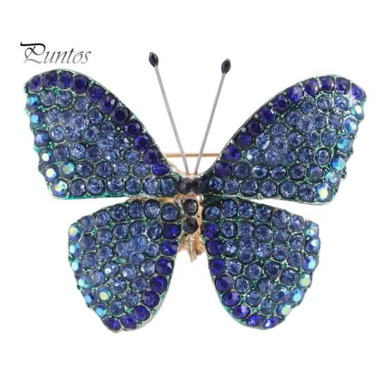 

Красочная брошь-бабочка, булавка, блестящие стразы, инкрустация, элегантная брошь, женская мода, значок из сплава, сумка, свитер, костюм, шаль, украшение, одежда синий