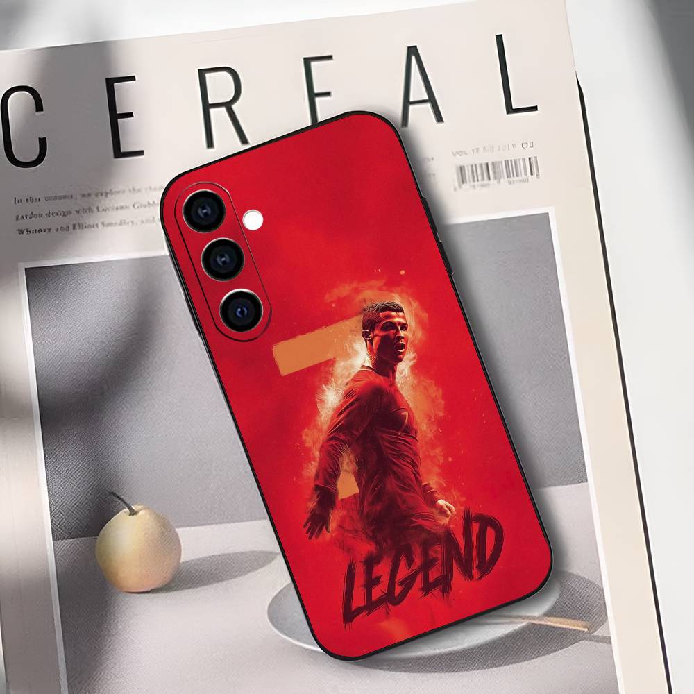 C-CR7 Football Ronaldo Phone Case For Samsung Galaxy A73,A72,A71,A70,A53,A52,A51,Soft Silicone Black Cover