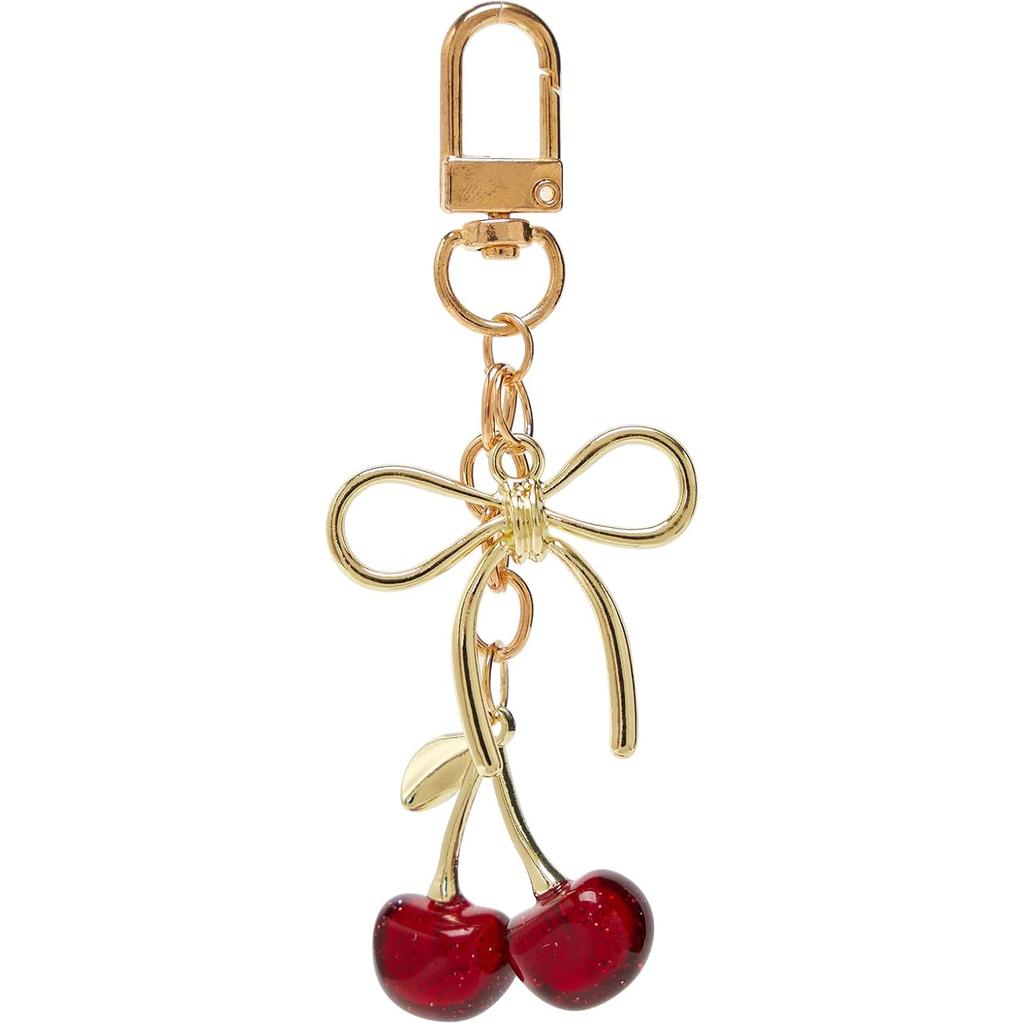 YDF Cherry Keychain Cute Bag Charm Women Leather Keyring Car Keys Gift Mother's Day Birthday Valentine's Purse Accessory