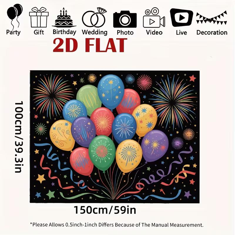 2D Black Background Rainbow Balloon Photography Background