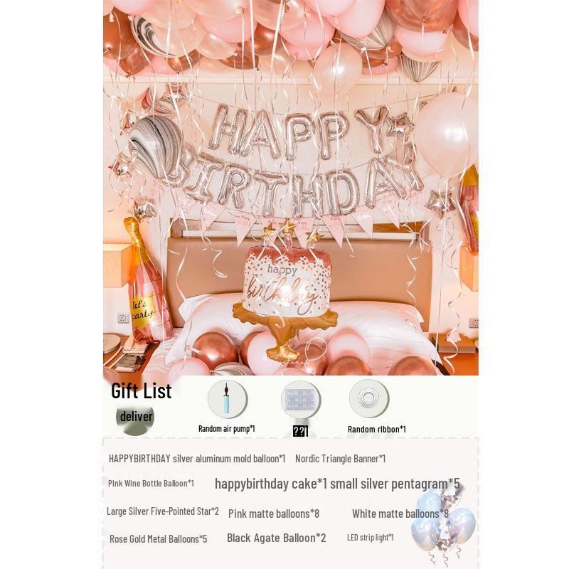 Romantic Birthday Surprise Decorations: Balloons and Background for Girls & Boyfriends