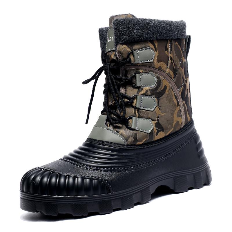Новые мужские зимние сноубутсы с добавленным флисом и толстой подошвой для уличной защиты от скольжения и тепла мужские ботинки с высоким верхом Середина 40 7990₽